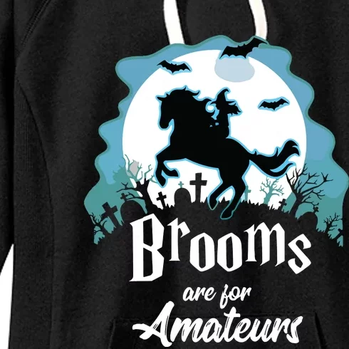 Brooms Are For Amateurs Halloween Horse Lovers Women's Fleece Hoodie