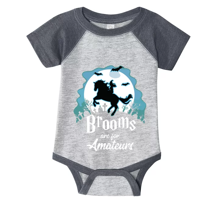 Brooms Are For Amateurs Halloween Horse Lovers Infant Baby Jersey Bodysuit