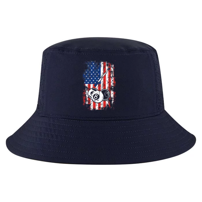 Billiards American Flag Cue Pool Balls Billiard Player Cool Comfort Performance Bucket Hat