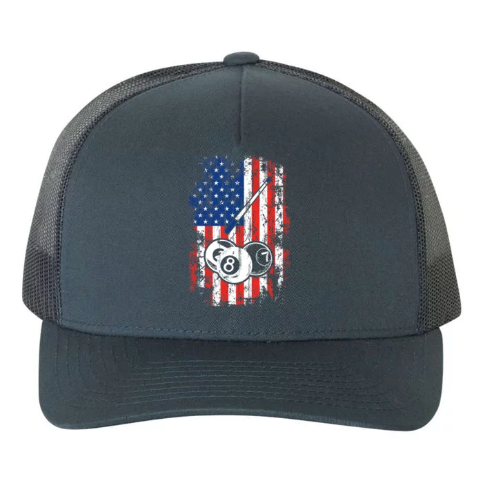 Billiards American Flag Cue Pool Balls Billiard Player Yupoong Adult 5-Panel Trucker Hat