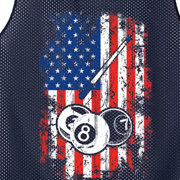 Billiards American Flag Cue Pool Balls Billiard Player Mesh Reversible Basketball Jersey Tank