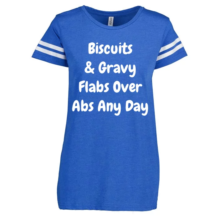 Biscuits And Gravy Flabs Over Abs Any Day Funny Breakfast Gift Enza Ladies Jersey Football T-Shirt