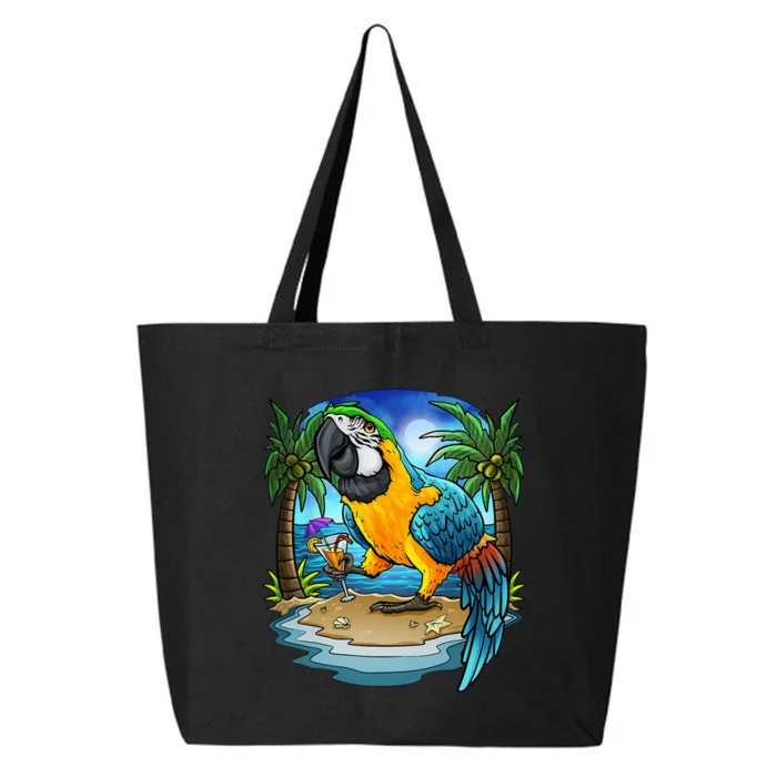 Blue And Gold Macaw Parrot Drinking Margaritas Vacation Bird 25L Jumbo Tote