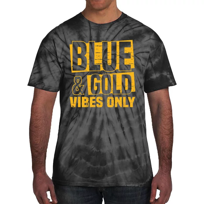 Blue And Gold Vibes Only School Tournat Team Cheerleaders Tie-Dye T-Shirt