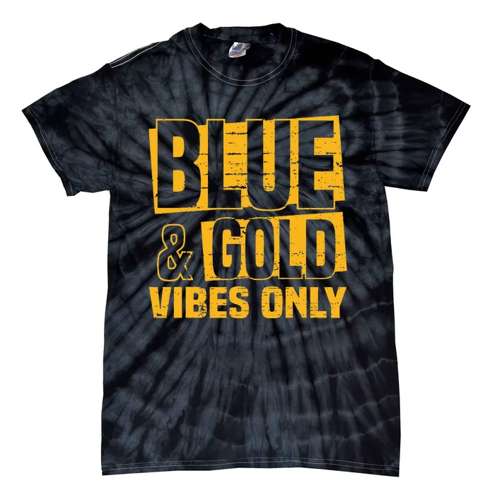 Blue And Gold Vibes Only School Tournat Team Cheerleaders Tie-Dye T-Shirt