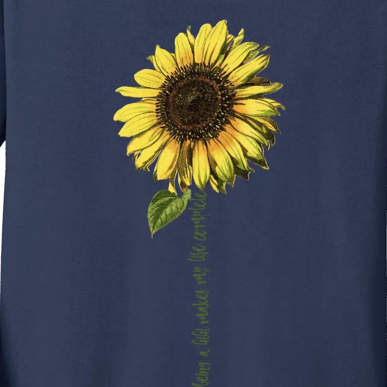 Being A Gigi Makes My Life Complete Gift Sunflower Kids Long Sleeve Shirt