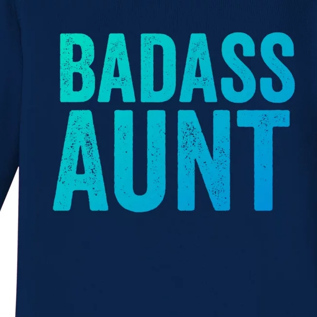 Badass Aunt Gift Funny New Aunt Idea New Niece Nephew Gift Baby Long Sleeve Bodysuit