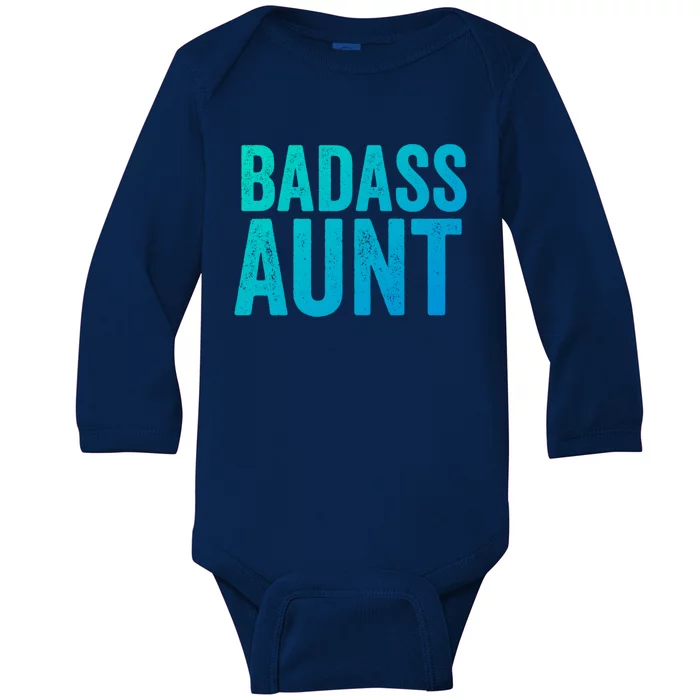 Badass Aunt Gift Funny New Aunt Idea New Niece Nephew Gift Baby Long Sleeve Bodysuit