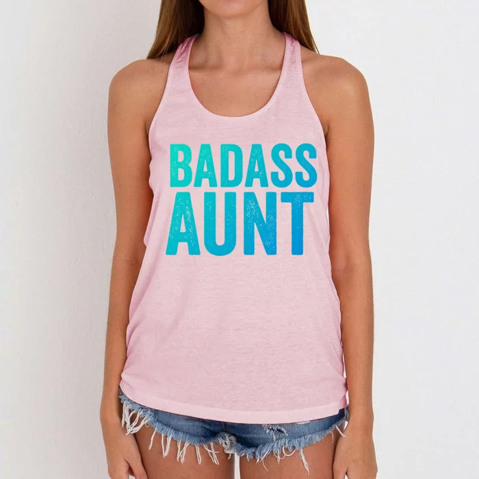 Badass Aunt Gift Funny New Aunt Idea New Niece Nephew Gift Women's Knotted Racerback Tank