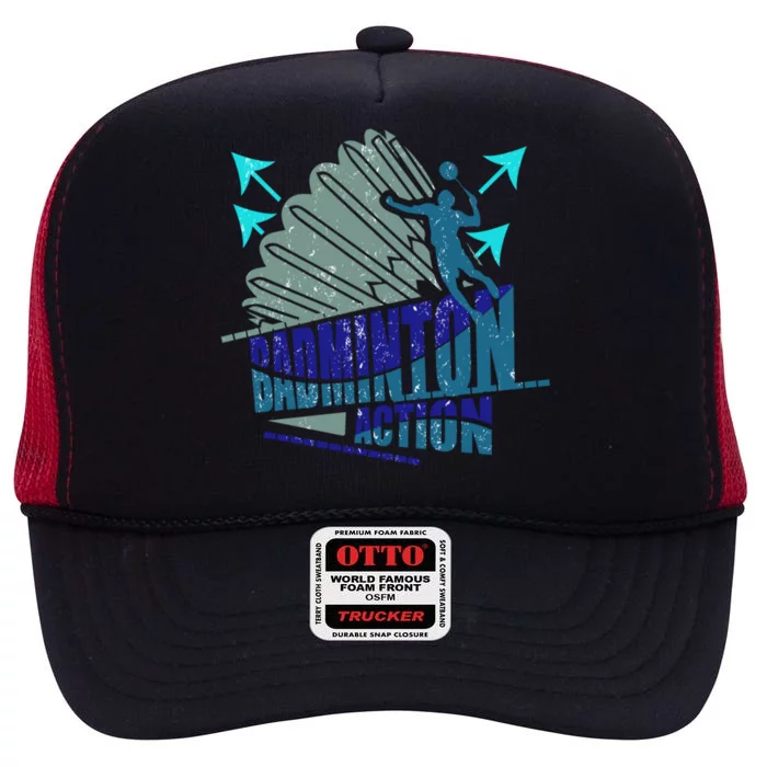 Badminton Action Great Gift High Crown Mesh Trucker Hat