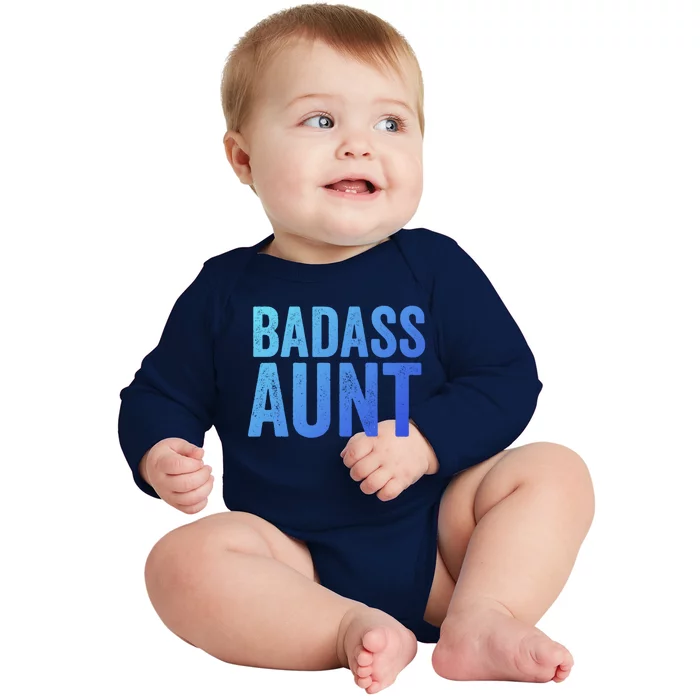 Badass Aunt Gift Funny New Aunt Idea New Niece Nephew Gift Baby Long Sleeve Bodysuit