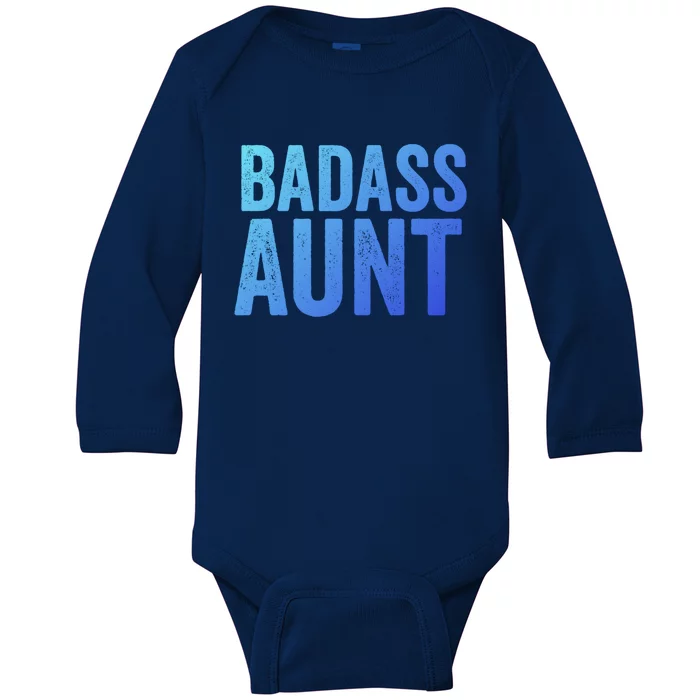 Badass Aunt Gift Funny New Aunt Idea New Niece Nephew Gift Baby Long Sleeve Bodysuit