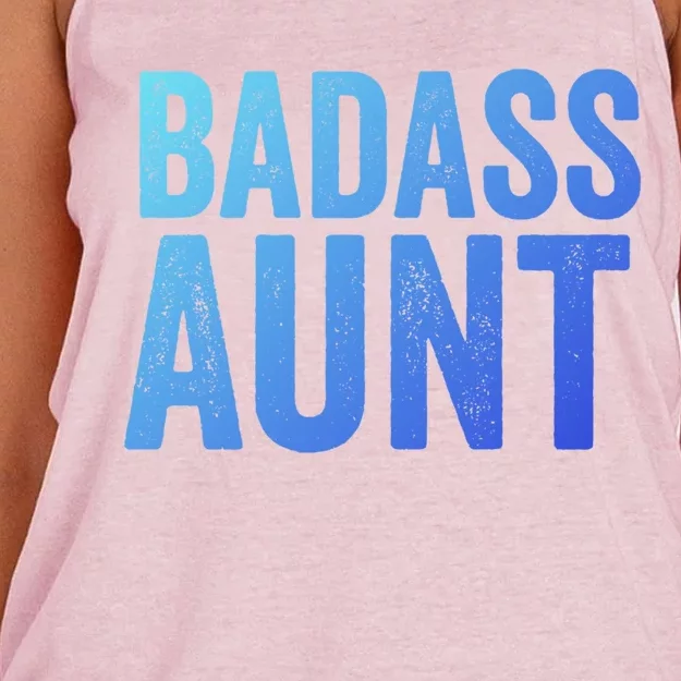 Badass Aunt Gift Funny New Aunt Idea New Niece Nephew Gift Women's Knotted Racerback Tank