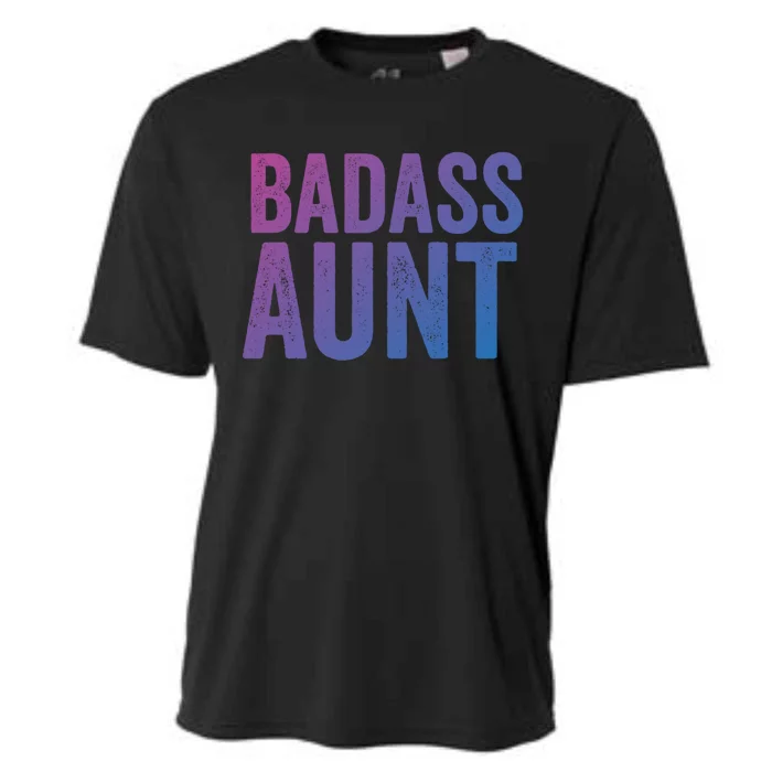 Badass Aunt Gift Funny New Aunt Idea New Niece Nephew Gift Cooling Performance Crew T-Shirt