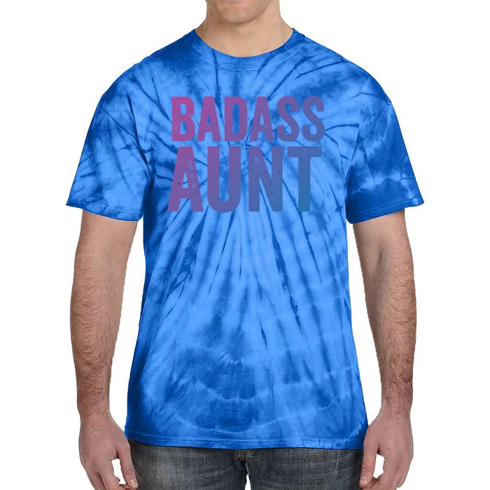 Badass Aunt Gift Funny New Aunt Idea New Niece Nephew Gift Tie-Dye T-Shirt