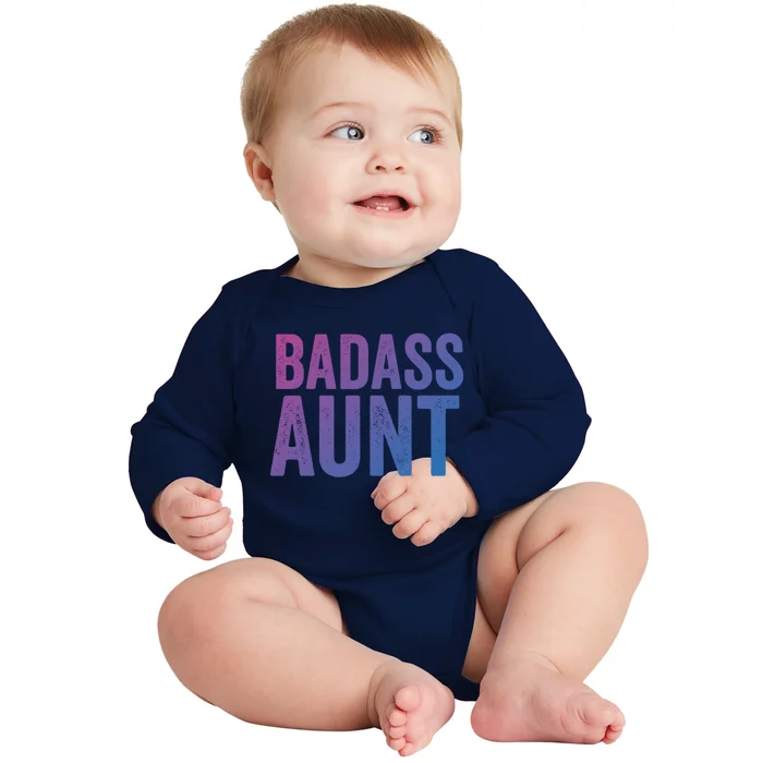 Badass Aunt Gift Funny New Aunt Idea New Niece Nephew Gift Baby Long Sleeve Bodysuit