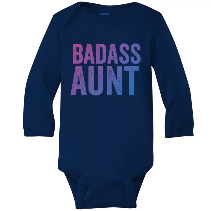 Badass Aunt Gift Funny New Aunt Idea New Niece Nephew Gift Baby Long Sleeve Bodysuit