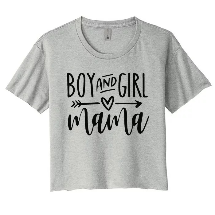 Boy And Girl Mama Mom Of Two Mommy MotherS Day Women Women's Crop Top Tee