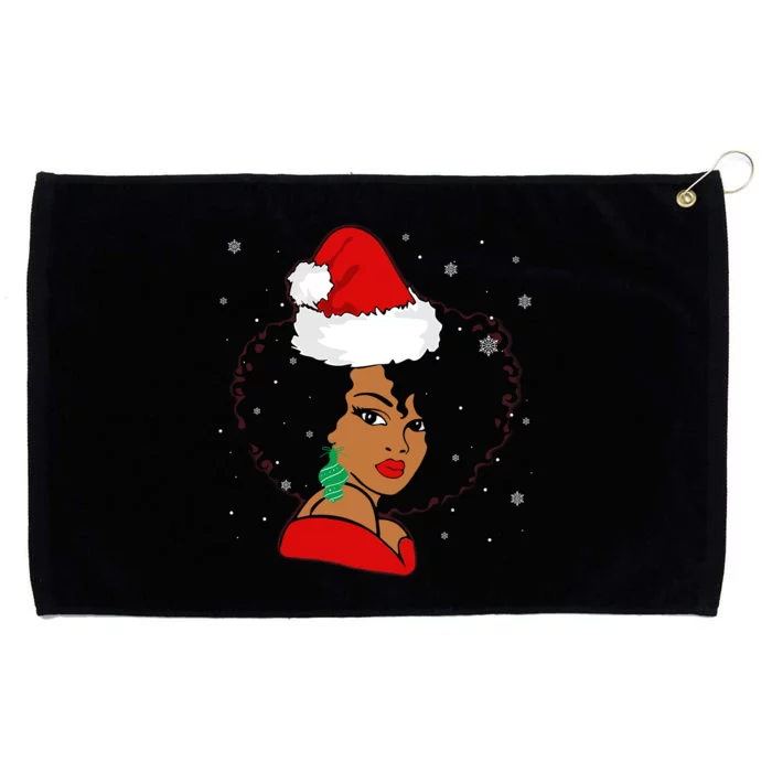 Black African Girl American Melanin Christmas Santa Hat Xmas Grommeted Golf Towel