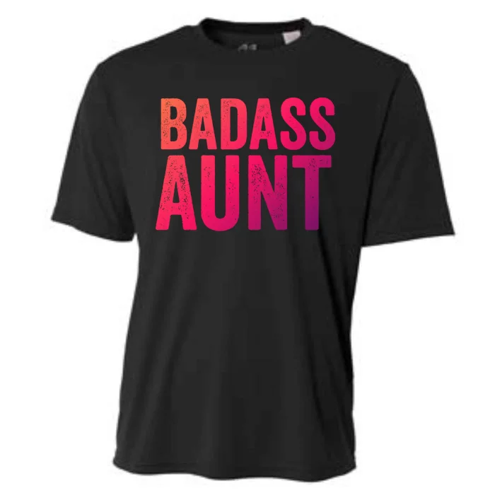 Badass Aunt Gift Funny New Aunt Idea New Niece Nephew Gift Cooling Performance Crew T-Shirt