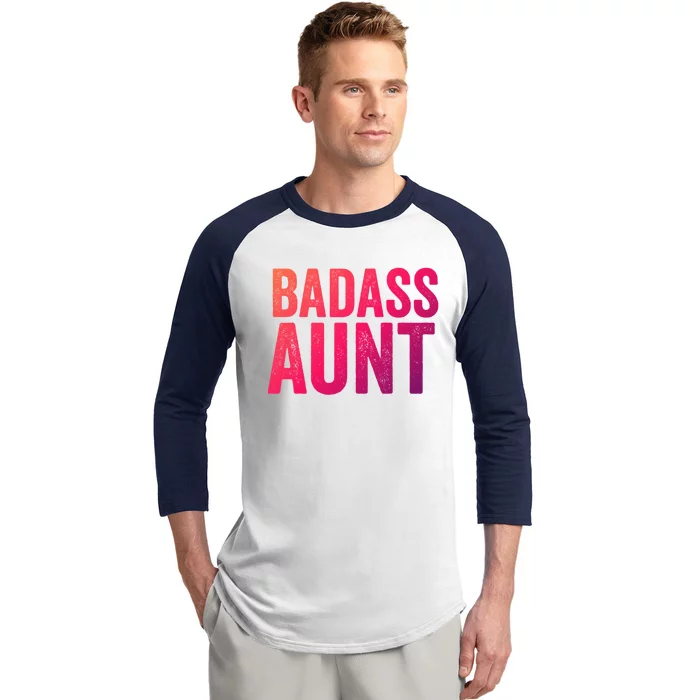 Badass Aunt Gift Funny New Aunt Idea New Niece Nephew Gift Baseball Sleeve Shirt