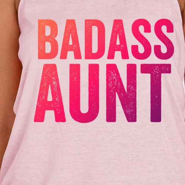 Badass Aunt Gift Funny New Aunt Idea New Niece Nephew Gift Women's Knotted Racerback Tank