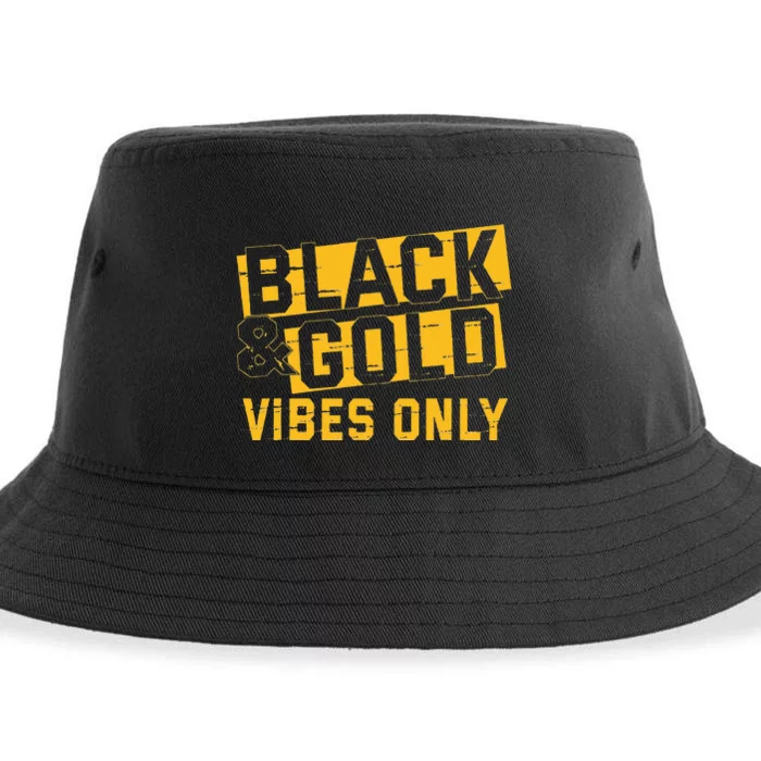 Black And Gold Football Game Day Football Lovers Sustainable Bucket Hat