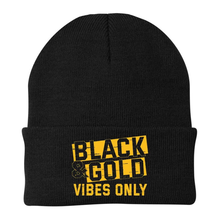 Black And Gold Football Game Day Football Lovers Knit Cap Winter Beanie