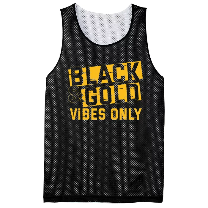 Black And Gold Football Game Day Football Lovers Mesh Reversible Basketball Jersey Tank