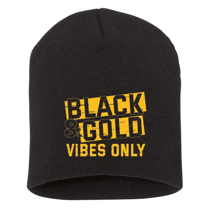 Black And Gold Football Game Day Football Lovers Short Acrylic Beanie