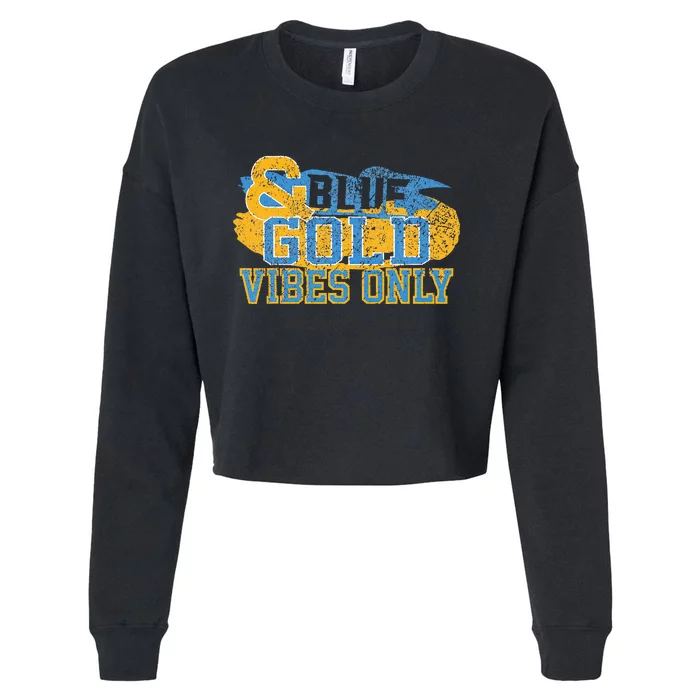 Blue And Gold Game Day Group For High School Football Cropped Pullover Crew