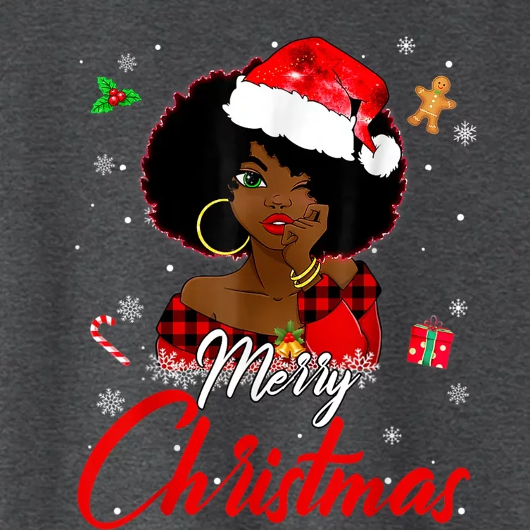 Black African Girl American Melanin Christmas Santa Hat Xmas Women's Crop Top Tee