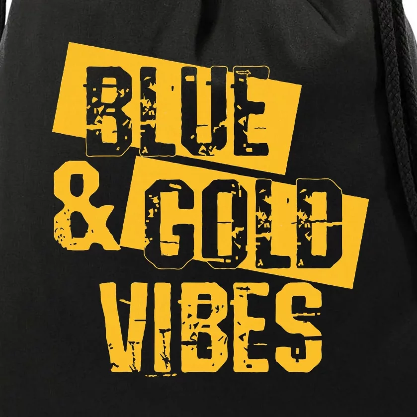 Blue And Gold Game Day Group For High School Football Drawstring Bag