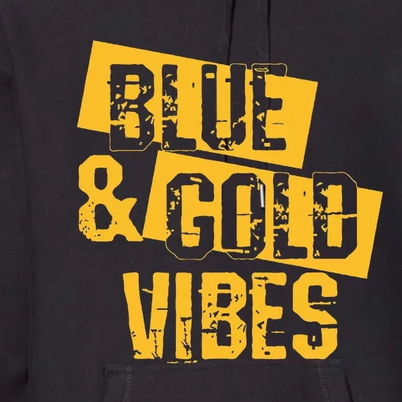 Blue And Gold Game Day Group For High School Football Premium Hoodie