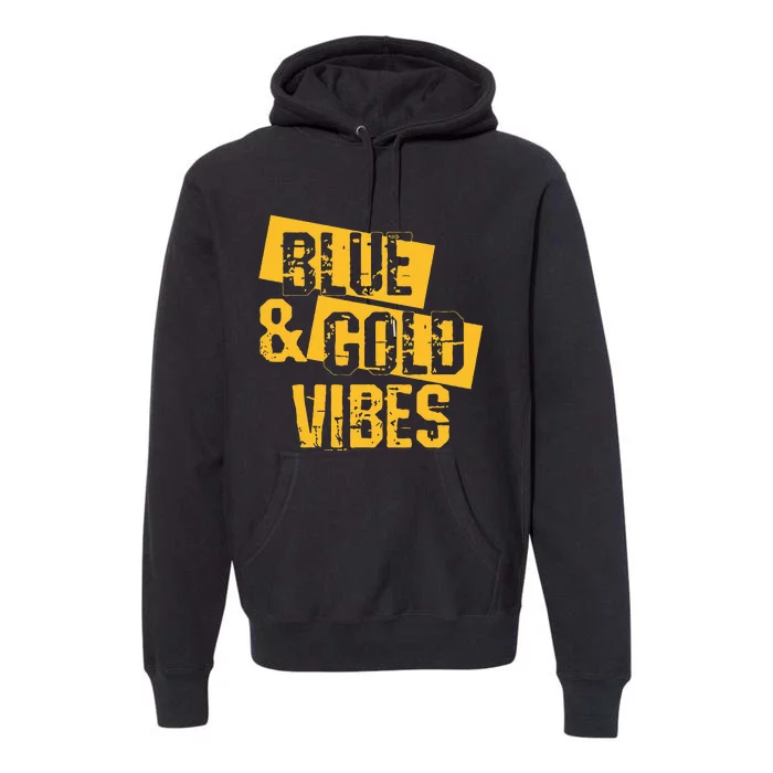 Blue And Gold Game Day Group For High School Football Premium Hoodie