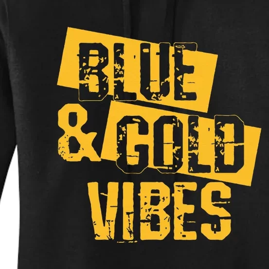 Blue And Gold Game Day Group For High School Football Women's Pullover Hoodie