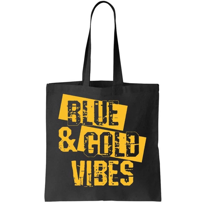 Blue And Gold Game Day Group For High School Football Tote Bag