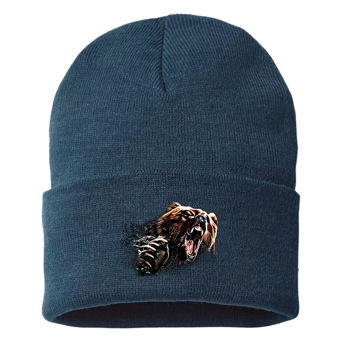 Big Alaska Grizzly Bear Clothing & - Grizzly Bear Sustainable Knit Beanie