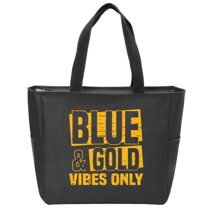 Blue And Gold Vibes Only School Tournat Team Cheerleaders Zip Tote Bag