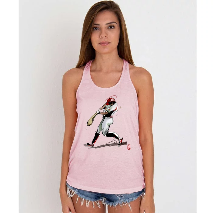 Baseball Art Graphic Game Fans Players Batter Sports Great Gift Women's Knotted Racerback Tank