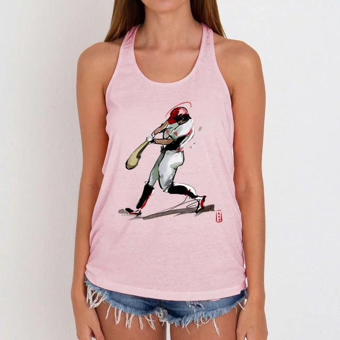 Baseball Art Graphic Game Fans Players Batter Sports Great Gift Women's Knotted Racerback Tank