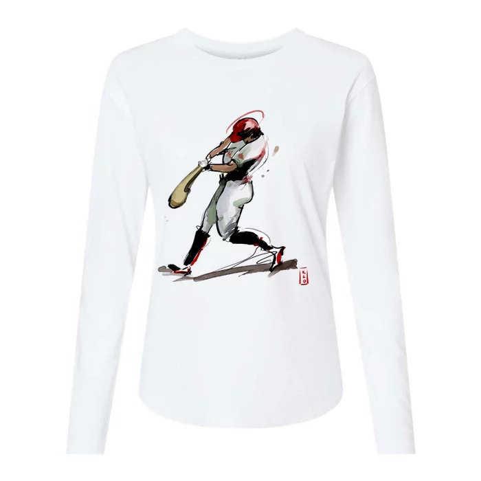 Baseball Art Graphic Game Fans Players Batter Sports Great Gift Womens Cotton Relaxed Long Sleeve T-Shirt