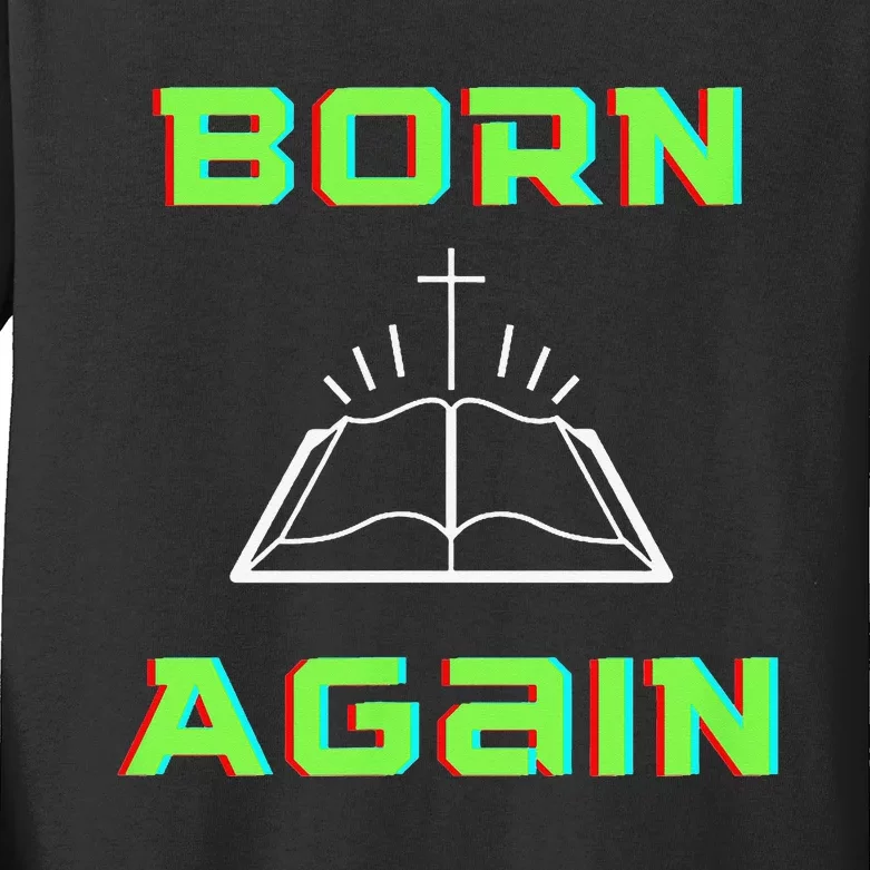 Born Again Gamer Saved Believe Forgiven Kids Long Sleeve Shirt