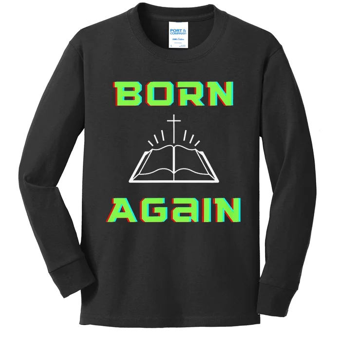 Born Again Gamer Saved Believe Forgiven Kids Long Sleeve Shirt