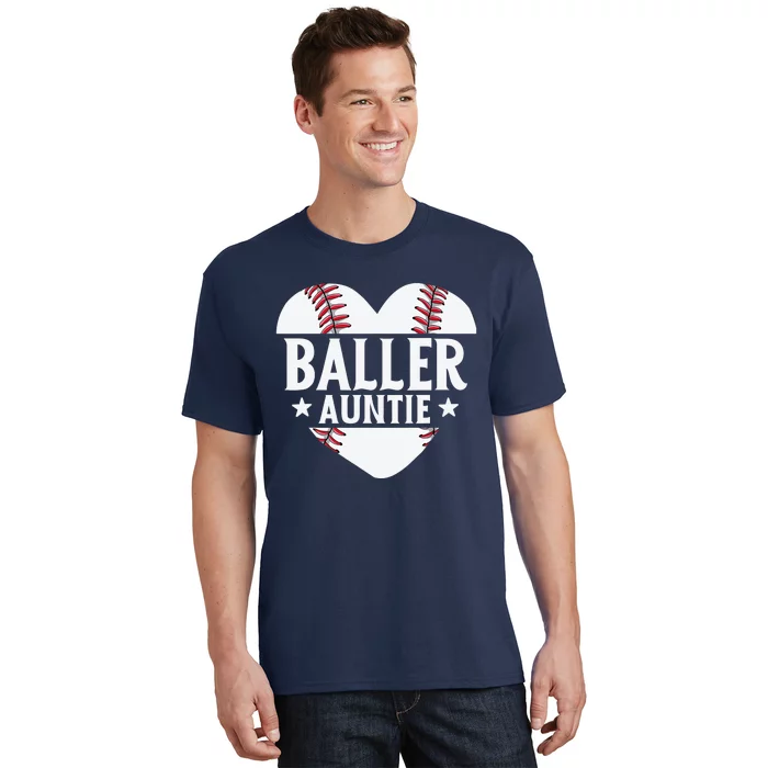 Baseball Aunt Gift Baller Auntie Mother's Day Mom Wo T-Shirt