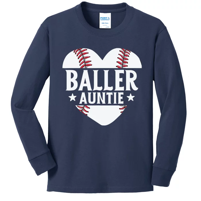 Baseball Aunt Gift Baller Auntie Mother's Day Mom Wo Kids Long Sleeve Shirt