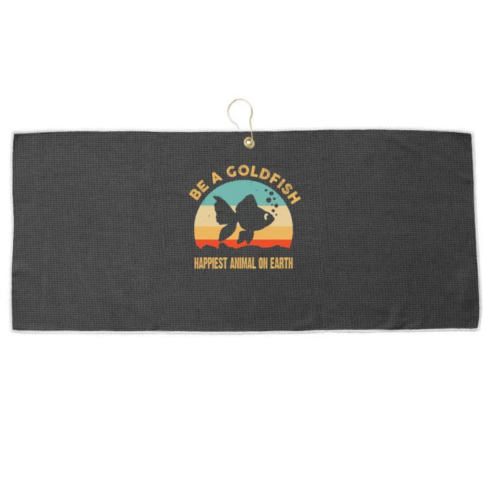 Be A Goldfish Happiest Animal On Earth Large Microfiber Waffle Golf Towel