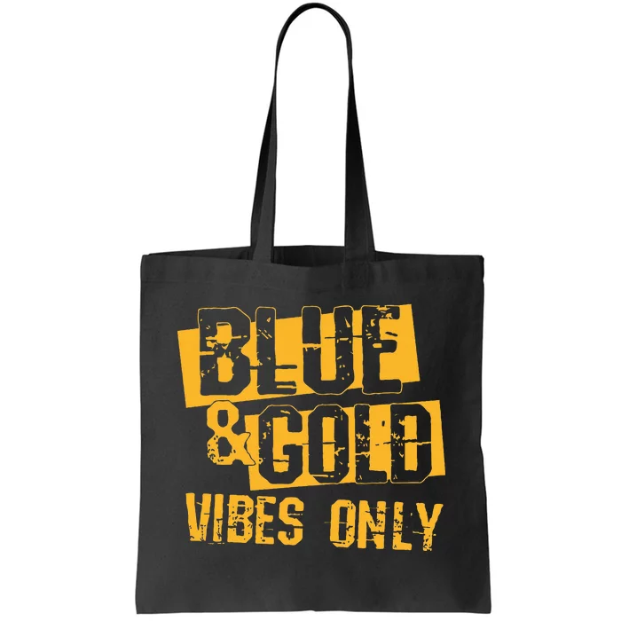 Blue And Gold Game Day Group For High School Football Tote Bag