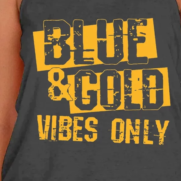 Blue And Gold Game Day Group For High School Football Women's Knotted Racerback Tank