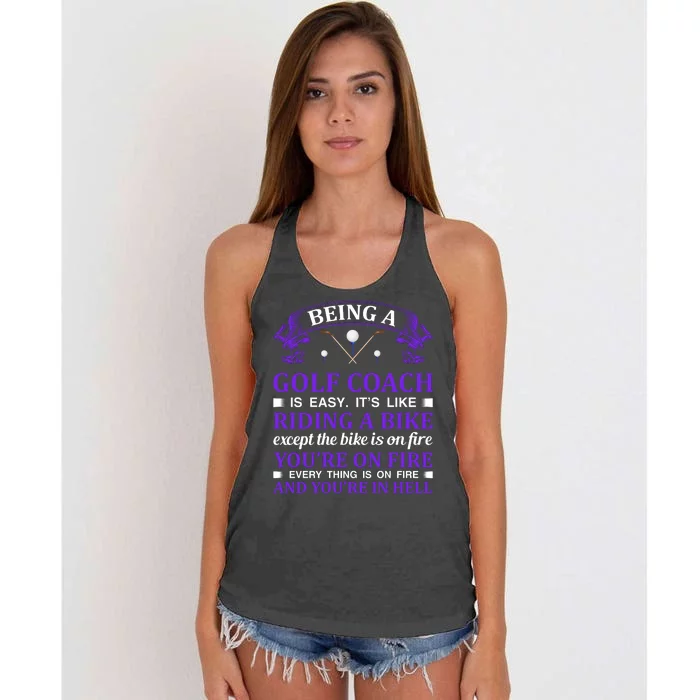 Being A Golf Coach Is Easy It's Like Riding A Bike Women's Knotted Racerback Tank